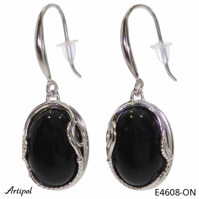 Boucles d'oreilles E4608-ON en Onyx noir véritable