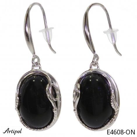 Earrings E4608-ON with real Black Onyx