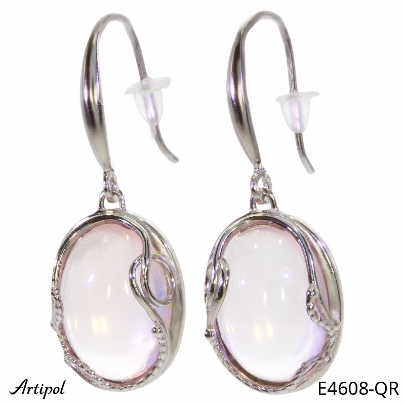 Earrings E4608-QR with real Rose quartz