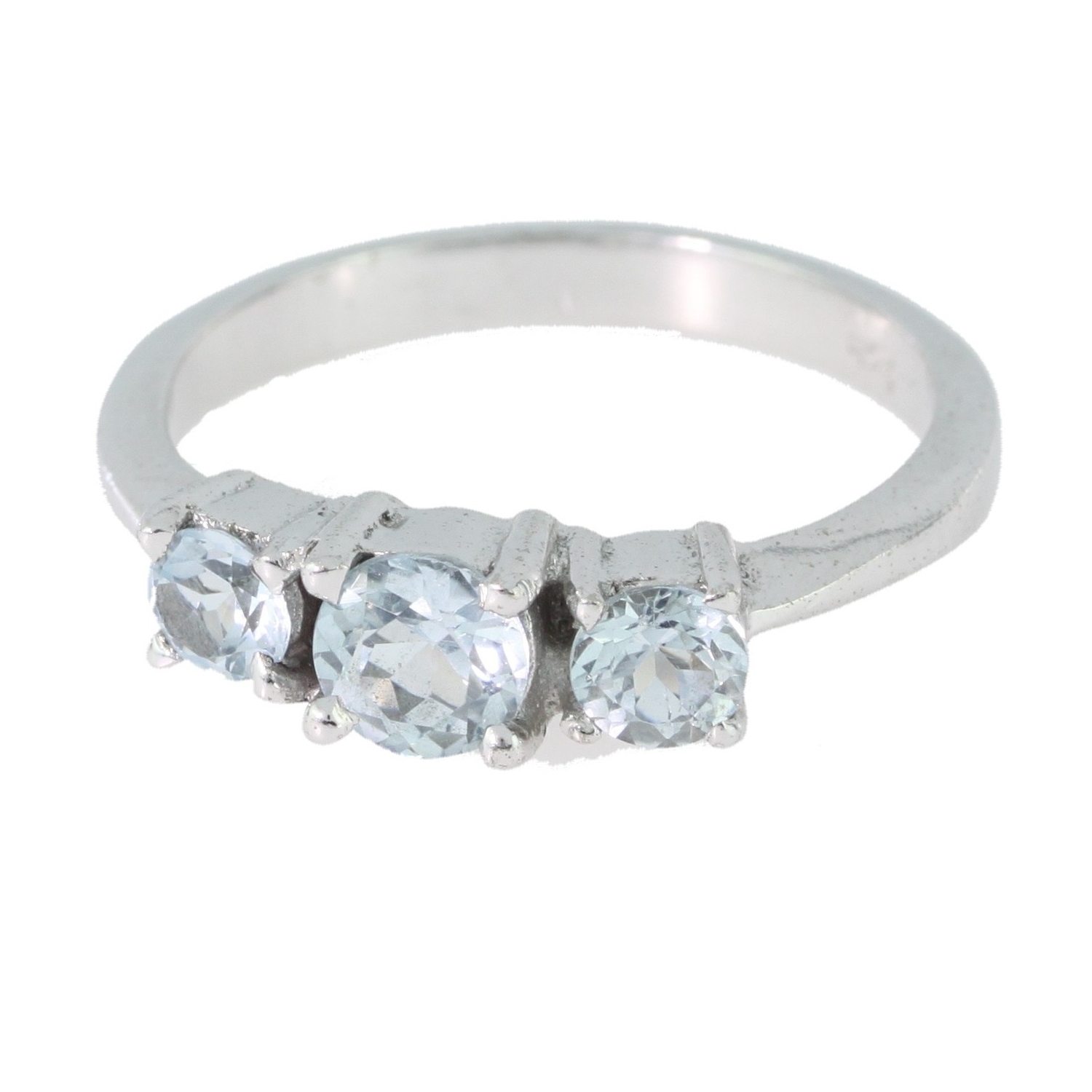 Bague Cocktail En Argent Massif Avec Topaze Bleue Ovale - Taille 55 - Occasion