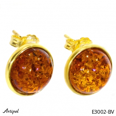 Earrings E3002-BV with real Amber gold plated