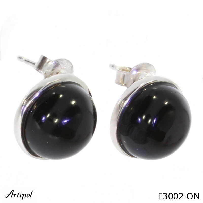 Boucles d'oreilles E3002-ON en Onyx noir véritable