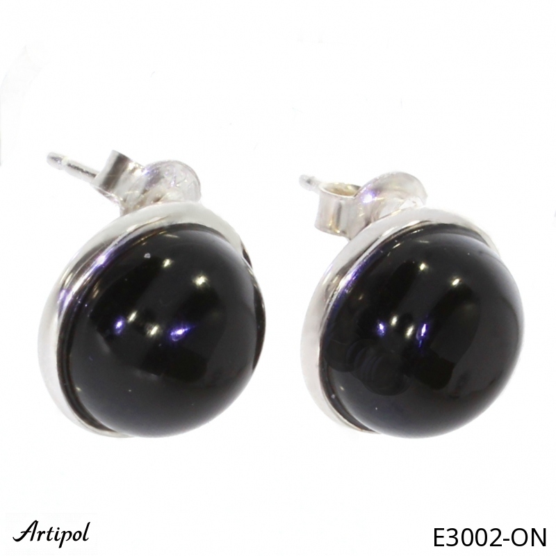 Earrings E3002-ON with real Black onyx