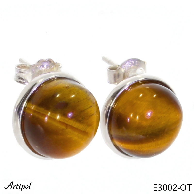 Earrings E3002-OT with real Tiger's eye