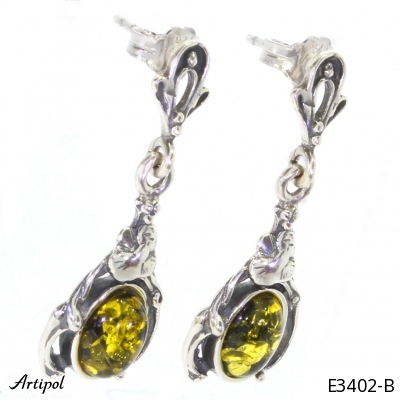 Earrings E3402-B with real Amber
