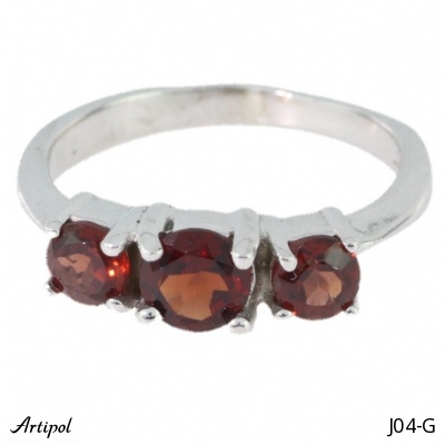 Ring J04-G with real Red garnet