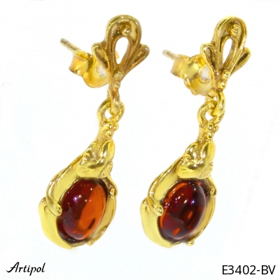 Earrings E3402-BV with real Amber