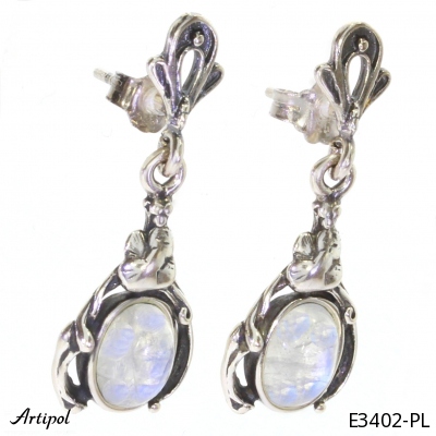 Earrings E3402-PL with real Rainbow Moonstone