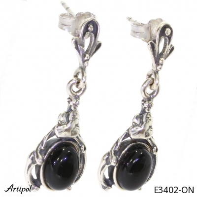 Earrings E3402-ON with real Black onyx