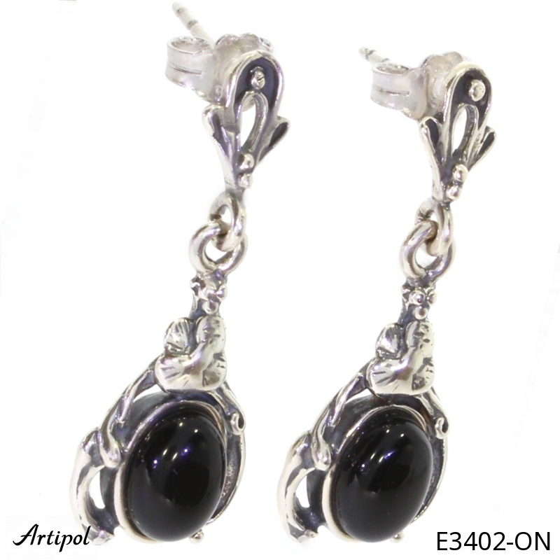 Earrings E3402-ON with real Black Onyx