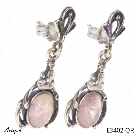Earrings E3402-QR with real Rose Quartz