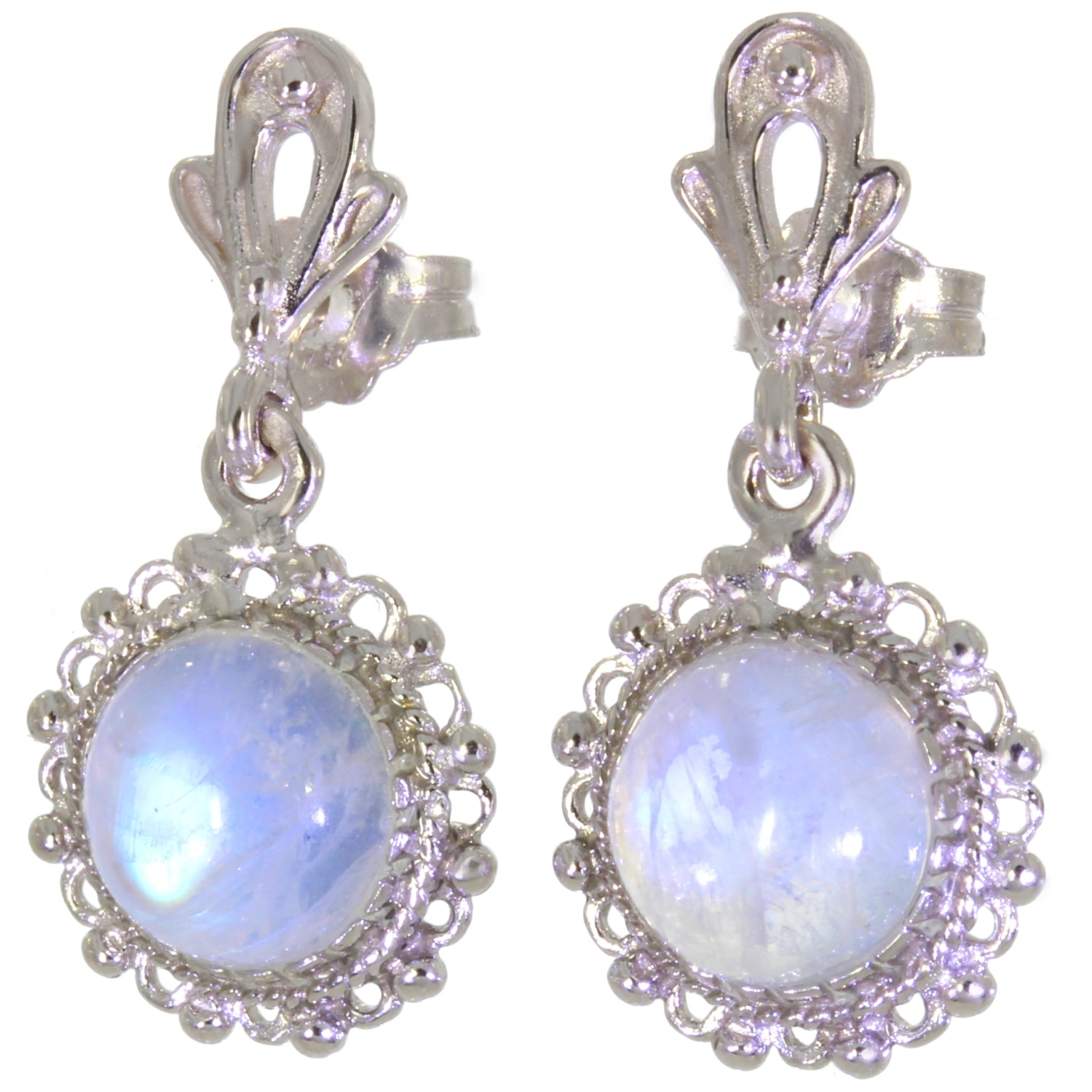 Boucles D’Oreilles Pierre De Lune – Luna, Argent Plaqué Or