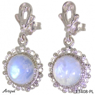 Earrings E3408-PL with real Rainbow Moonstone