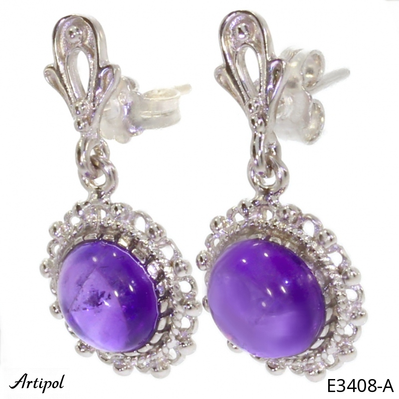 Earrings E3408-A with real Amethyst