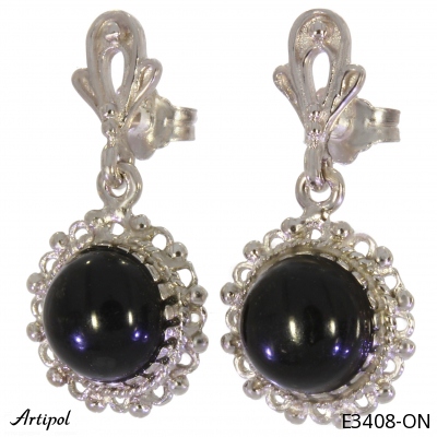 Earrings E3408-ON with real Black onyx