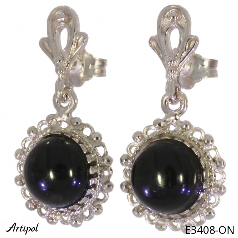 Boucles d'oreilles E3408-ON en Onyx noir véritable