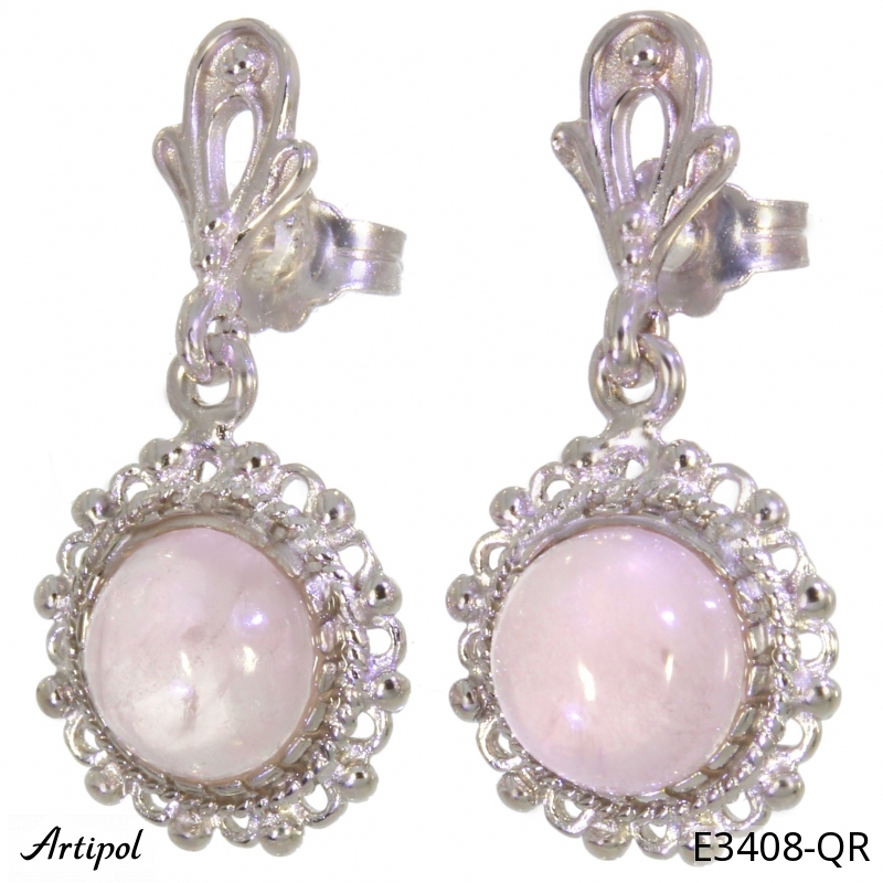 Earrings E3408-QR with real Rose quartz