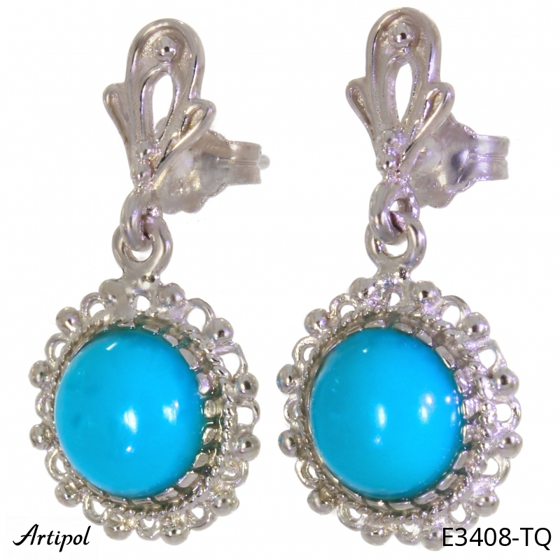 Earrings E3408-TQ with real Turquoise