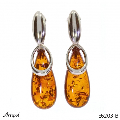 Earrings E6203-B with real Amber