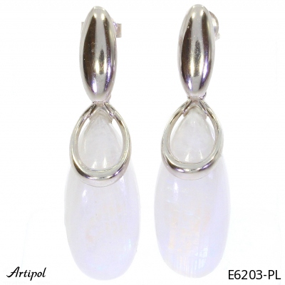 Earrings E6203-PL with real Rainbow Moonstone