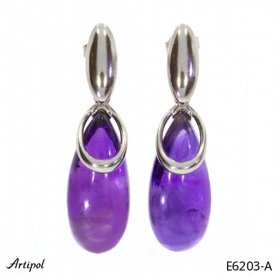 Earrings E6203-A with real Amethyst