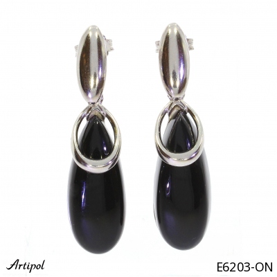Earrings E6203-ON with real Black onyx