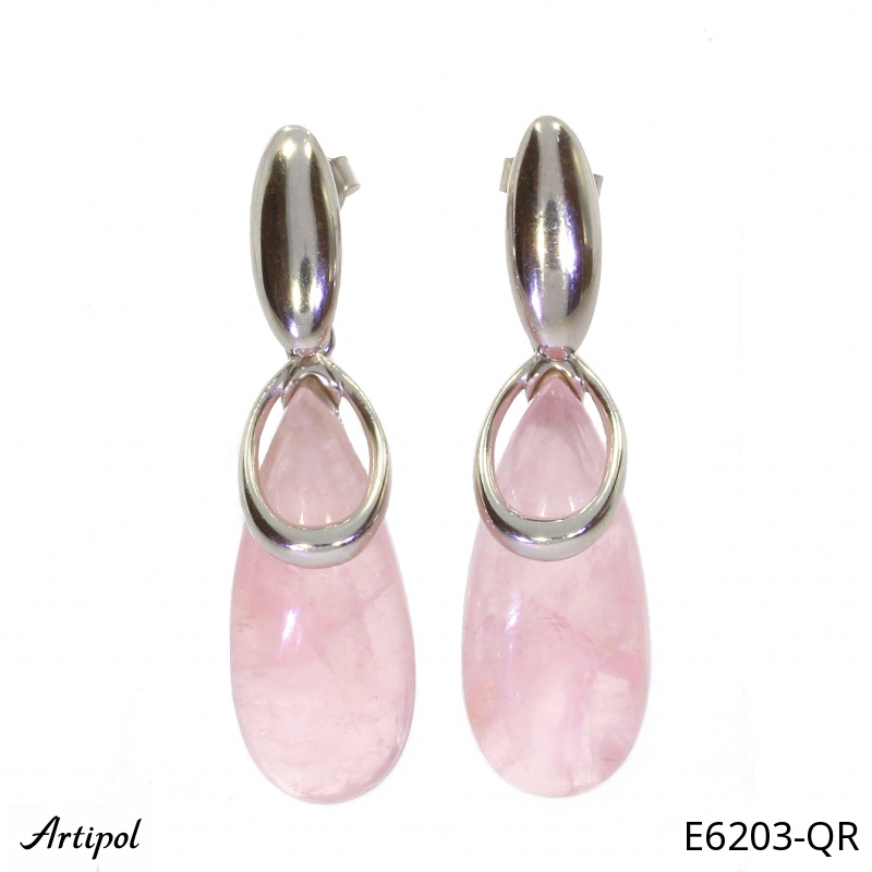 Earrings E6203-QR with real Rose quartz