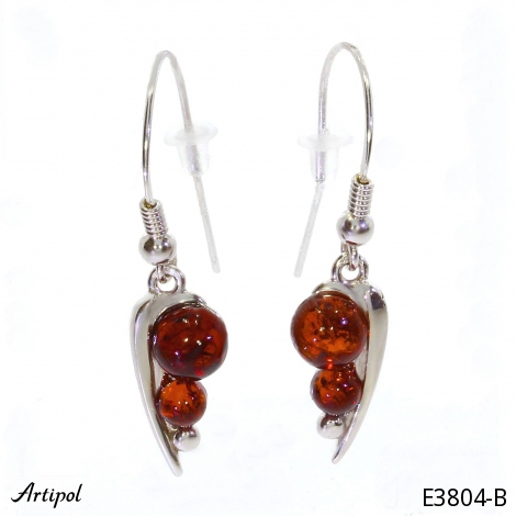 Earrings E3804-B with real Amber