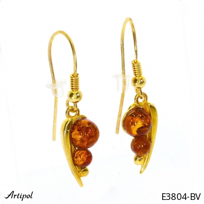 Earrings E3804-BV with real Amber
