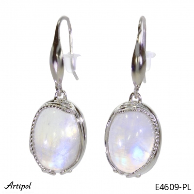 Earrings E4609-PL with real Rainbow Moonstone