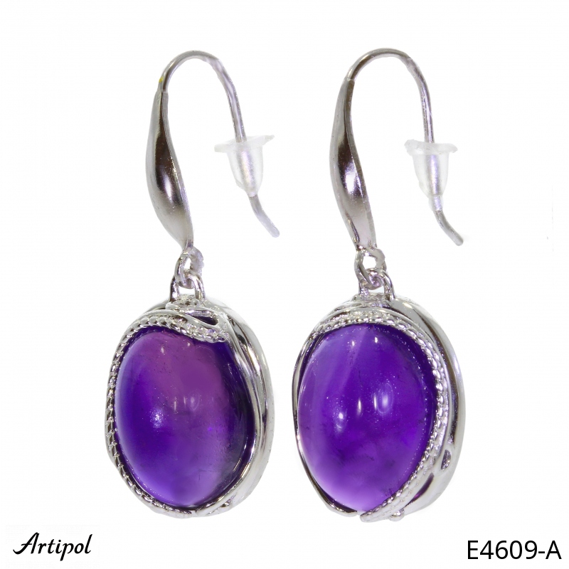 Earrings E4609-A with real Amethyst