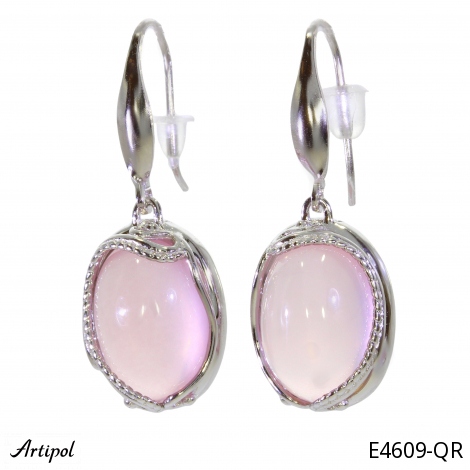 Earrings E4609-QR with real Rose quartz