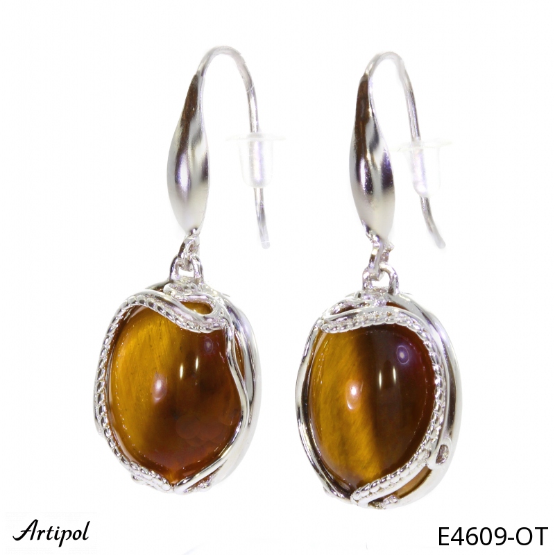 Boucles d'oreilles E4609-OT en Oeil de tigre véritable