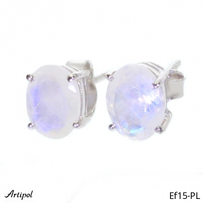 Earrings Ef15-PL with real Rainbow Moonstone