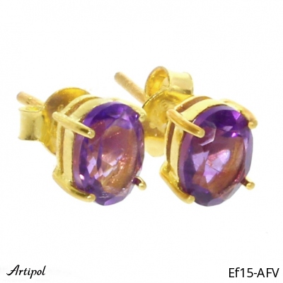 Earrings Ef15-AFV with real Amethyst gold plated