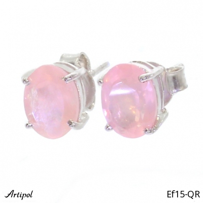 Earrings EF15-QR with real Rose quartz
