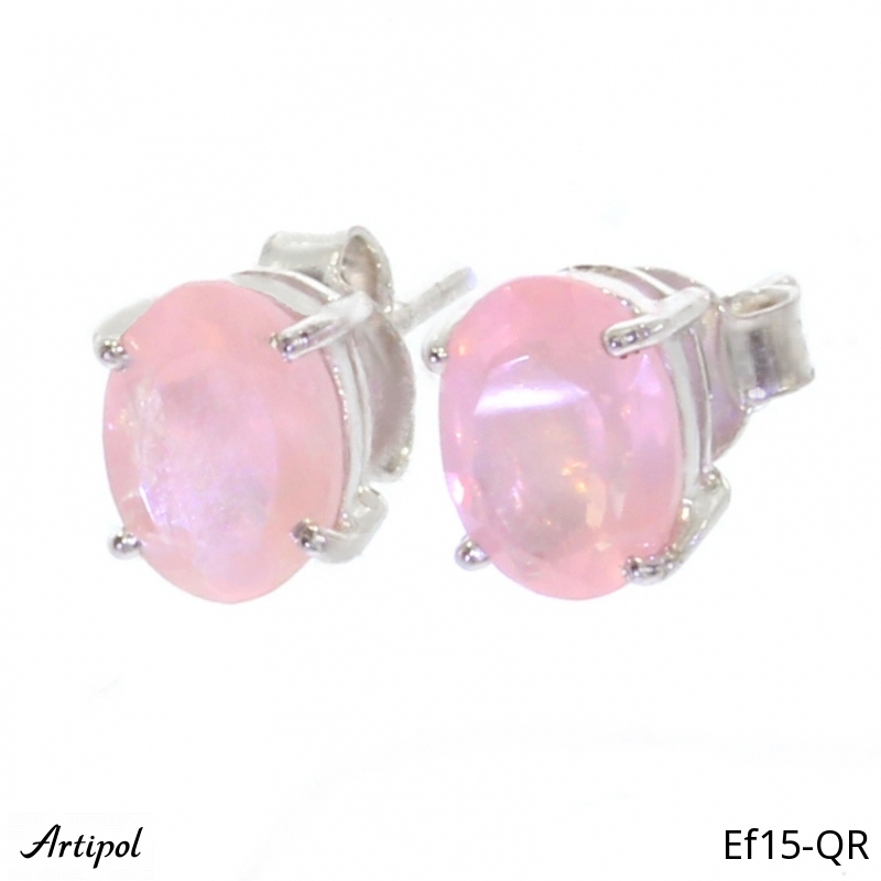 Earrings EF15-QR with real Rose quartz