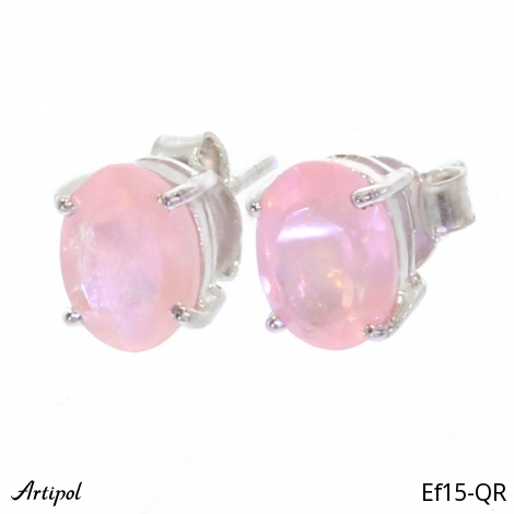 Earrings EF15-QR with real Rose quartz