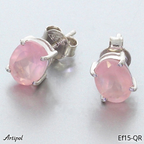 Earrings EF15-QR with real Rose quartz