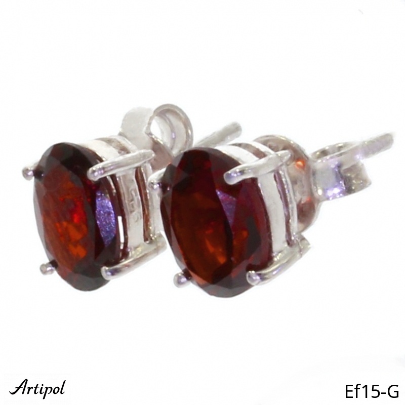 Earrings Ef15-G with real Red garnet