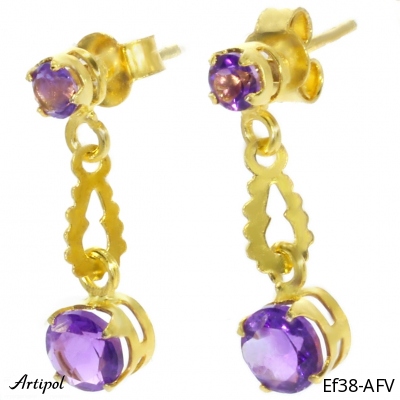 Earrings Ef38-AFV with real Amethyst gold plated