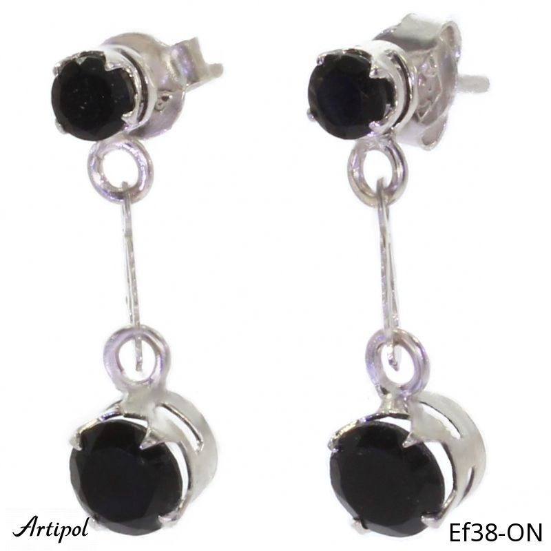 Boucles d'oreilles EF38-ON en Onyx noir véritable