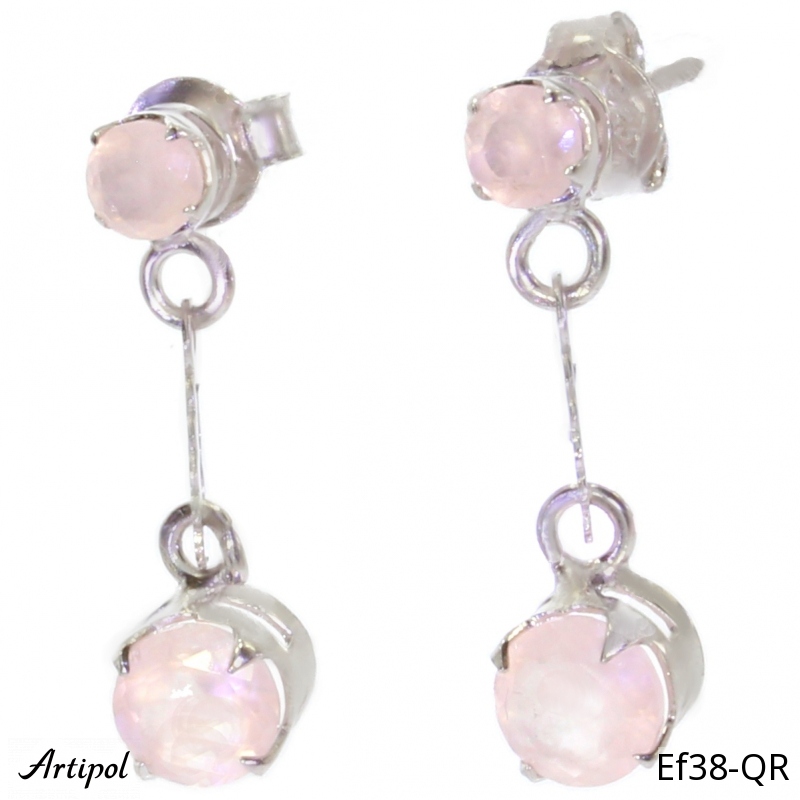Earrings EF38-QR with real Rose quartz