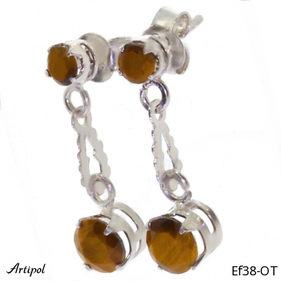 Earrings Ef38-OT with real Tiger Eye