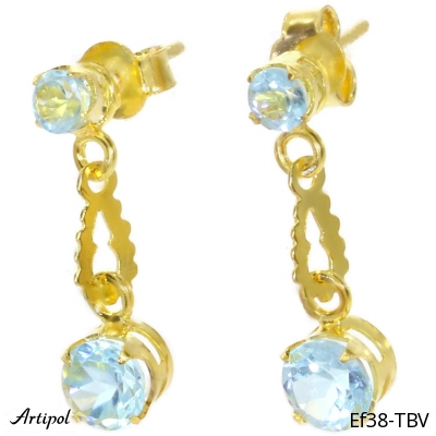 Earrings Ef38-TBV with real Blue topaz gold plated