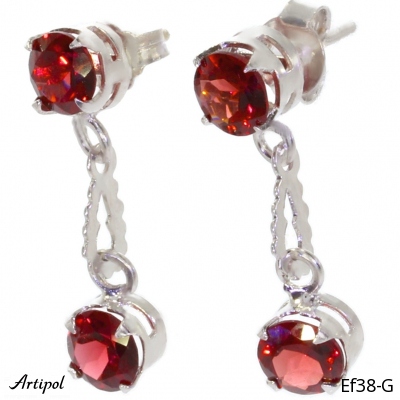 Earrings Ef38-G with real Red garnet