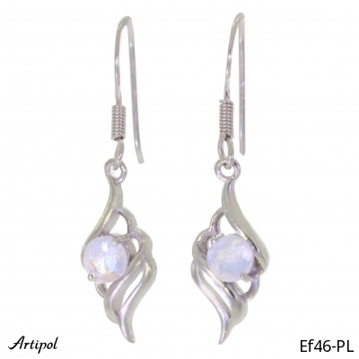 Earrings Ef46-PL with real Rainbow Moonstone