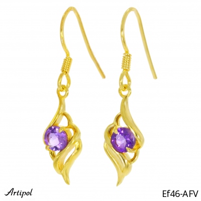 Earrings Ef46-AFV with real Amethyst gold plated