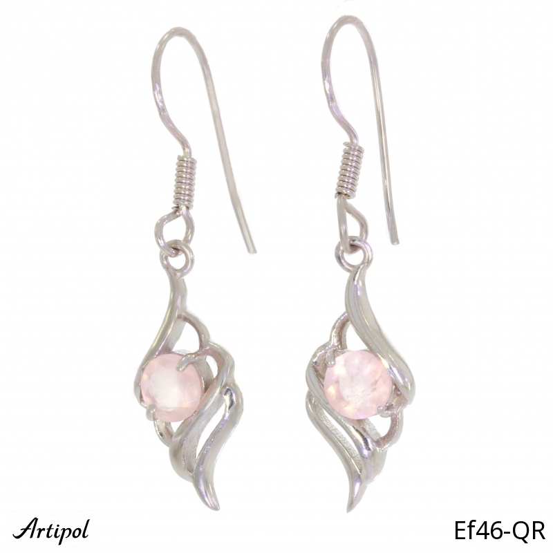 Boucles d'oreilles EF46-QR en Quartz rose véritable