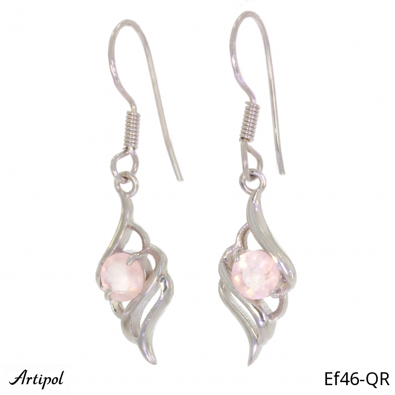 Earrings EF46-QR with real Rose quartz